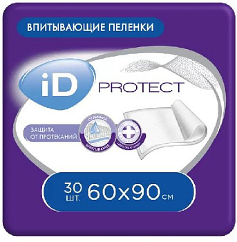 iD Protect одноразовые впитывающие пеленки, 60 см x 90 см, 30 шт.