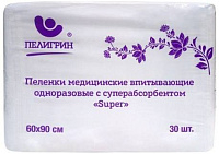 Фото Пелигрин Super, пеленки одноразовые нестерильные, 60 см х 90 см, 30 шт. Фото Пелигрин Super, пеленки одноразовые нестерильные, 60 см х 90 см, 30 шт.