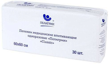 Пелигрин Classic, пеленки одноразовые нестерильные, 60 см x 60 см, 30 шт.