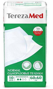 TerezaMed Normal, пеленки одноразовые, 60 см x 60 см, 10 шт.