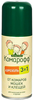 Комарофф аэрозоль от комаров, клещей и мошек 3 в 1 100 мл х1