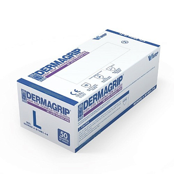 Dermagrip High risk, перчатки латексные неопудренные, размер L, 25 пар