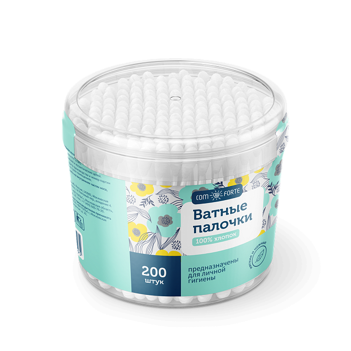Ватные палочки ComForte, стакан, 200 шт.