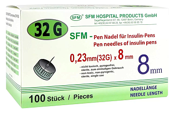 SFM Игла для шприц-ручек 32G (0,23 х 8 мм), 100 шт.