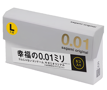 Sagami Презервативы Original 001 полиуретан, размер L, 5 шт.