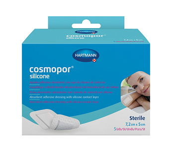 Hartmann Cosmopor Silicone повязка сорбционная (с контактн. слоем из силикона) 7,2 х 5 см, 5 шт.