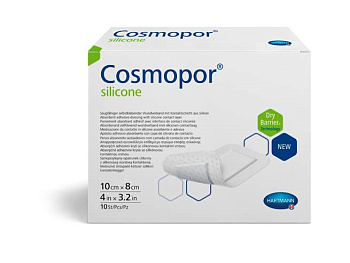Hartmann Cosmopor Silicone, повязка сорбционная (с контактн. слоем из силикона) 10 х 8 см, 10 шт.