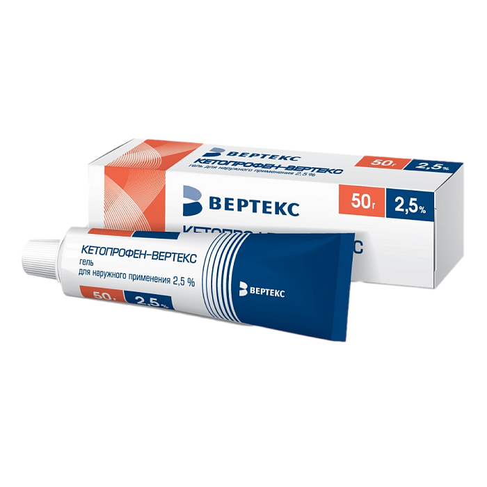 Кетопрофен-Вертекс, гель 2.5%, 50 г 