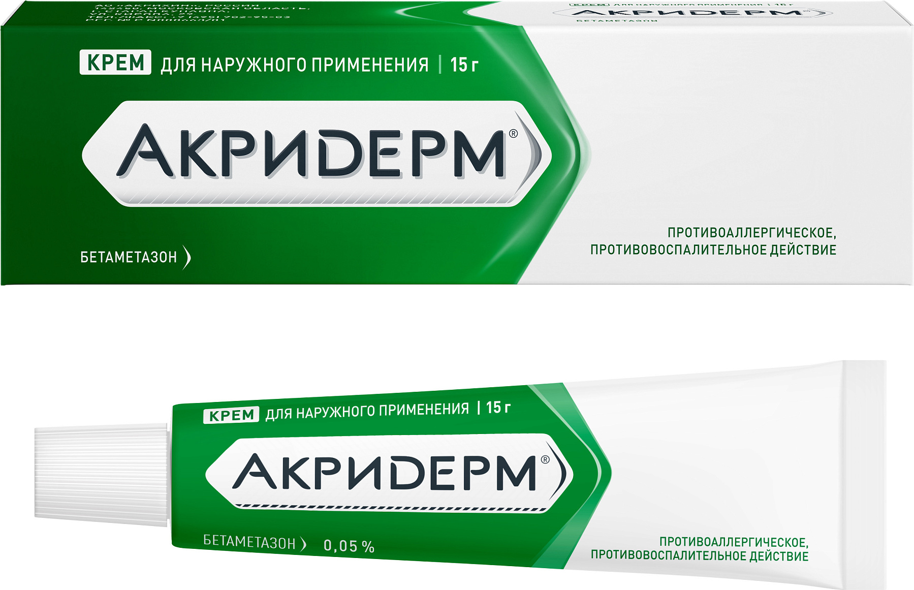 Упаковка препарата Акридерм, крем 0.05%, 15 г