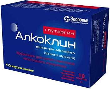 Алкоклин Глутаргин, порошок 1 г (лимон), пакетики 3 г, 10 шт. 