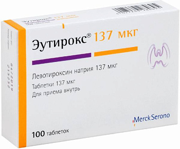 Эутирокс, таблетки 137 мкг, 100 шт. 