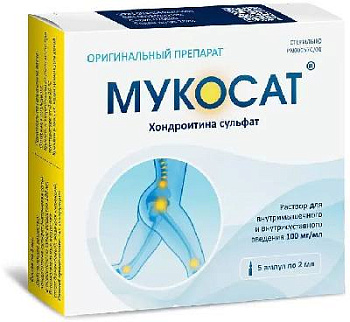 Мукосат, раствор для в/м и внутрисуставного введения 100 мг/мл, ампулы 2 мл, 5 шт. 