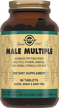 Solgar Male Multiple 60 шт, мультивитаминный минеральный комплекс для мужчин