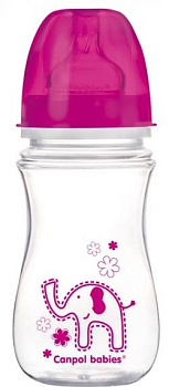 Canpol Бутылочка PP EasyStart, с широким горлышком, антиколиковая, Colourful animals, 240 мл, 3 мес+