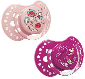 Пустышка Lovi силиконовая (6-18 месяцев) Folky для девочки, 2 шт.