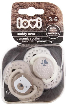 Lovi Buddy Bear, пустышка силиконовая (3-6 месяцев), 2 шт.