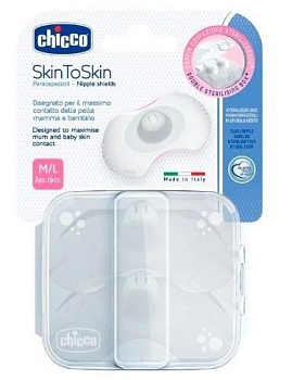 Chicco Накладки защитные силиконовые на сосок, размер М/L, 2 шт.