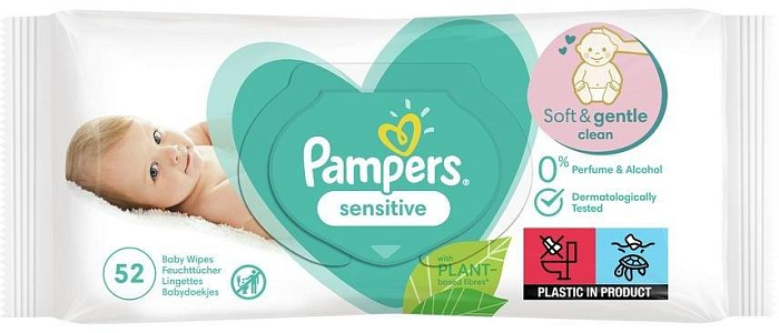 Салфетки влажные детские Памперс New Baby Sensitive, 52 шт.