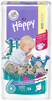 Подгузники для детей Белла Бейби Хэппи Джуниор Экстра (16+ кг), 54 шт.