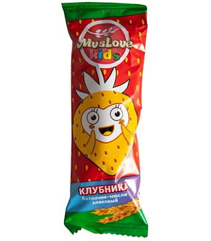 MusLove Kids, батончик мюсли злаковый (клубника), 24 г