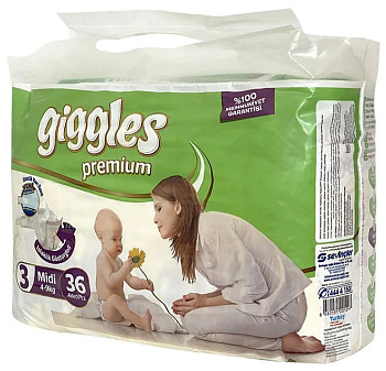 Подгузники для детей Giggles Premium Twin Midi (4-9 кг), 36 шт