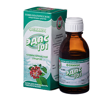 Феминус Эдас-101, для лечения климактерического синдрома, капли гомеопатические 25 мл 