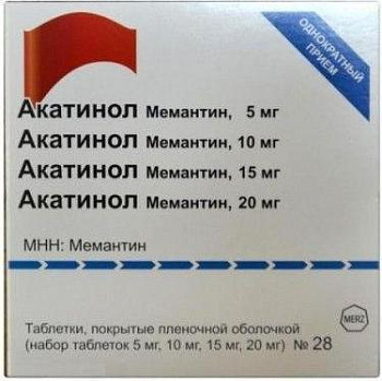 Акатинол Мемантин таблетки, покрытые пленочной оболочкой (набор) 5/10/15/20 мг, 28 шт. 