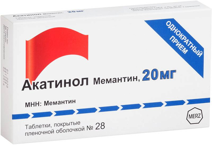 Акатинол Мемантин таблетки, покрытые пленочной оболочкой 20 мг, 28 шт. 