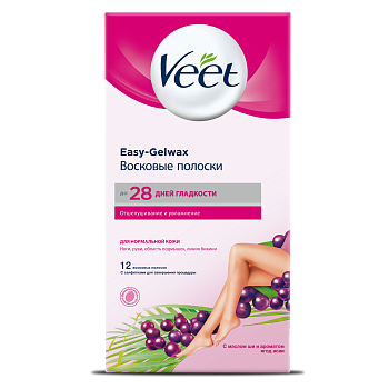 Veet, восковые полоски для депиляции (для нормальной кожи), 12 шт.