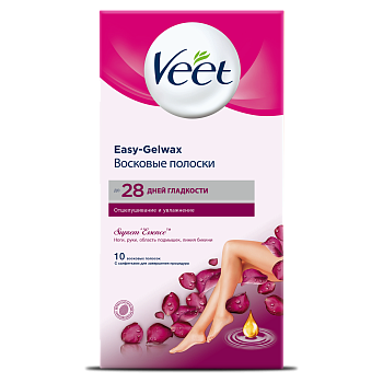 Veet Бархатная роза, полоски восковые, 10 шт.