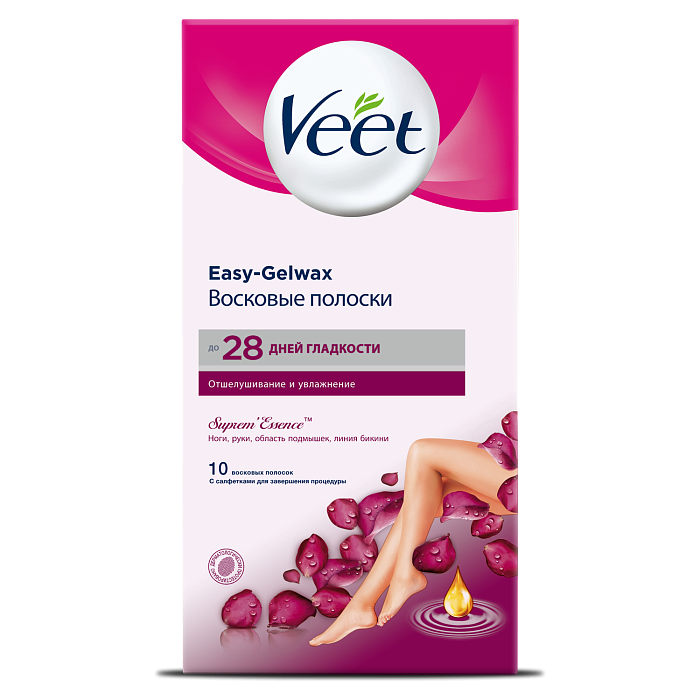 Veet Бархатная роза, полоски восковые, 10 шт.
