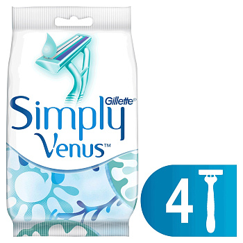 Gillette Venus simply 2 одноразовая бритва для женщин, 4 шт.