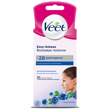Veet Easy Gel-wax, полоски восковые, 20 шт.