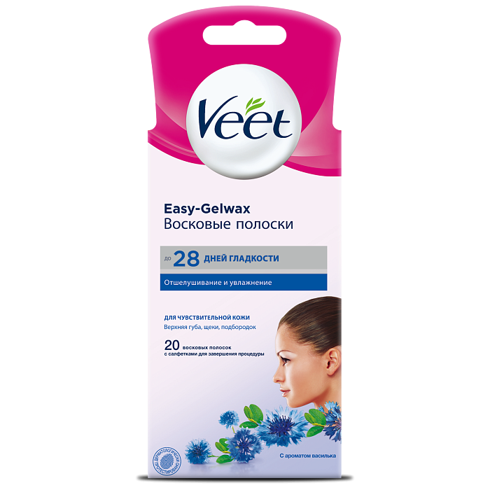 Veet Easy Gel-wax, полоски восковые, 20 шт.