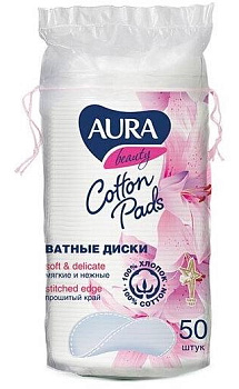 Aura Beauty, ватные диски, 50 шт.
