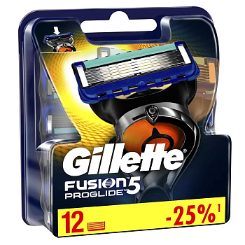 Gillette Fusion ProGlide, сменные кассеты, 12 шт.