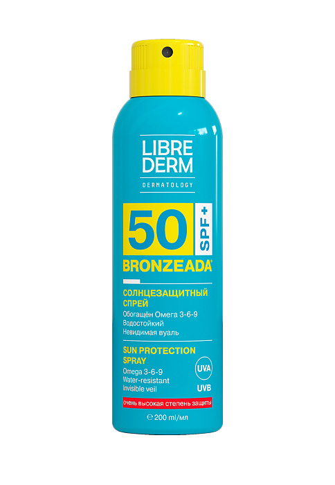Либридерм Бронзиада, спрей солнцезащитный с Омега 3-6-9 (SPF 50), 200 мл
