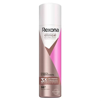 Rexona Clinical Protection, антиперспирант-аэрозоль Сухость и уверенность 150 мл