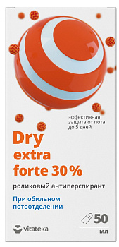 Vitateka Dry Extra Forte антиперспирант от обильного потоотделения 30 %, ролик 50 мл