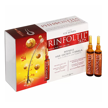 Ринфолтил Силекс, лосьон с кремнием от выпадения волос для женщин, ампулы 10 мл, 10 шт.