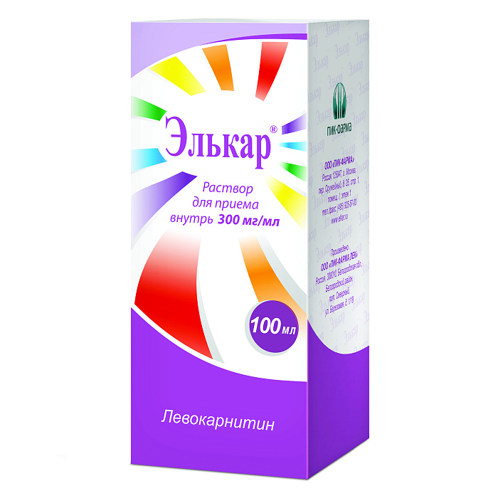 Элькар, раствор 300 мг/мл, 100 мл 