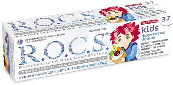Rocs Kids Фруктовый Рожок, детская зубная паста без фтора (от 3 до 7 лет), 45 г
