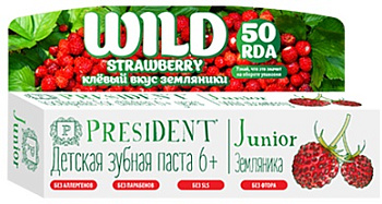 ПрезиДент Юниор, зубная паста без фтора (земляника, 6+), 50 г