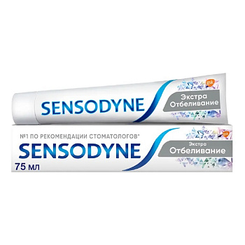Зубная паста Sensodyne Экстра Отбеливание для чувствительных зубов с фтором, 75 мл