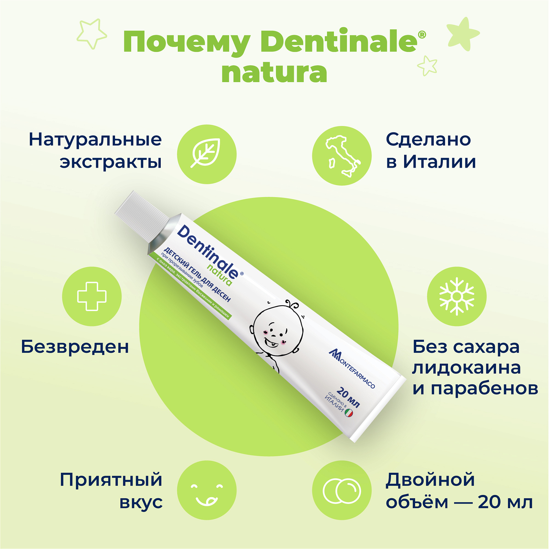Dentinale Natura, детский гель для десен, 20 мл