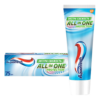 Зубная паста Aquafresh All in One Protection Экстра Свежесть с фтором комплексная защита, 75 мл.
