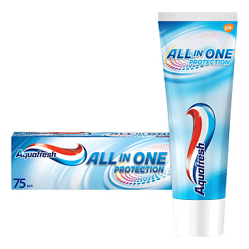 Зубная паста Aquafresh All in One Protection с фтором для комплексной защиты полости рта, 75 мл