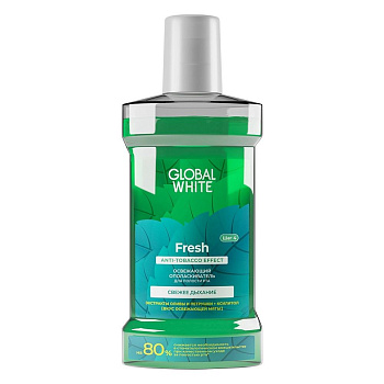Global White, ополаскиватель для полости рта освежающий Экстракт оливы и петрушки, 300 мл