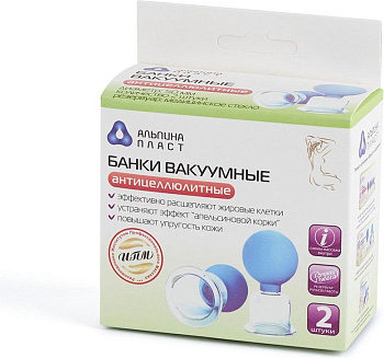 Банки сухие вакуумные полимерно-стеклянные антицеллюлитные БВ-01-АП, 2 шт.