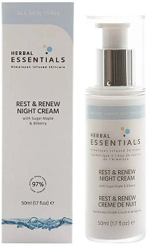 Herbal Essentials, крем ночной «Отдых и расслабление» с кленовым сиропом и черникой, 50 мл